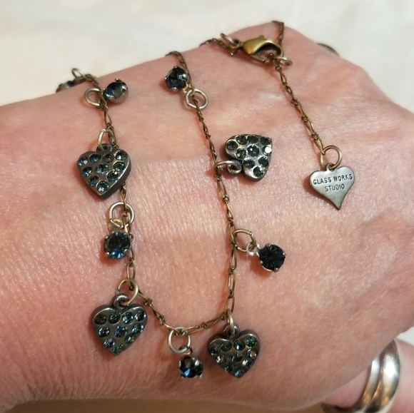 Vtg Glassworks Studio Crystal Heart Necklace - Picture 6 of 6